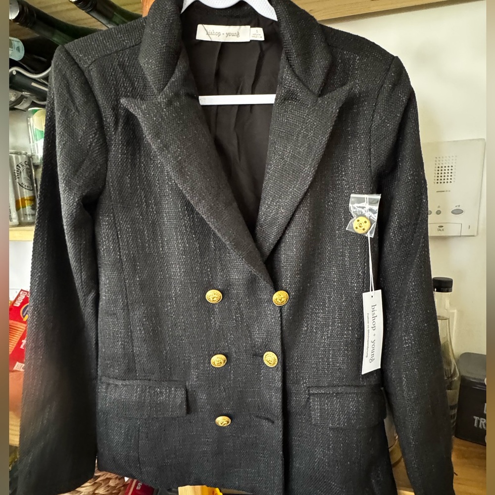 Bishop+Young Cavalli Blazer in Midnight Double-Breasted Blazer with Gold Buttons